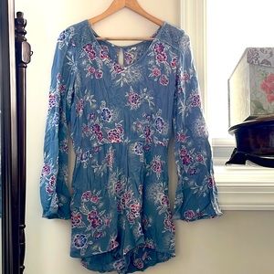 Floral Bell Sleeve Vintage Romper/Jumpsuit
